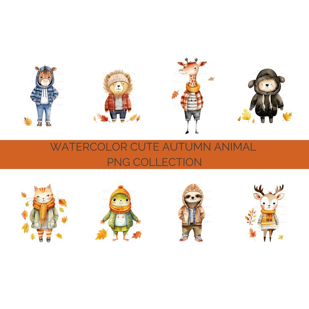 40 digital Autumn PNG Watercolor Clipart Bundle, Sublimation,Commercial License Bild 3