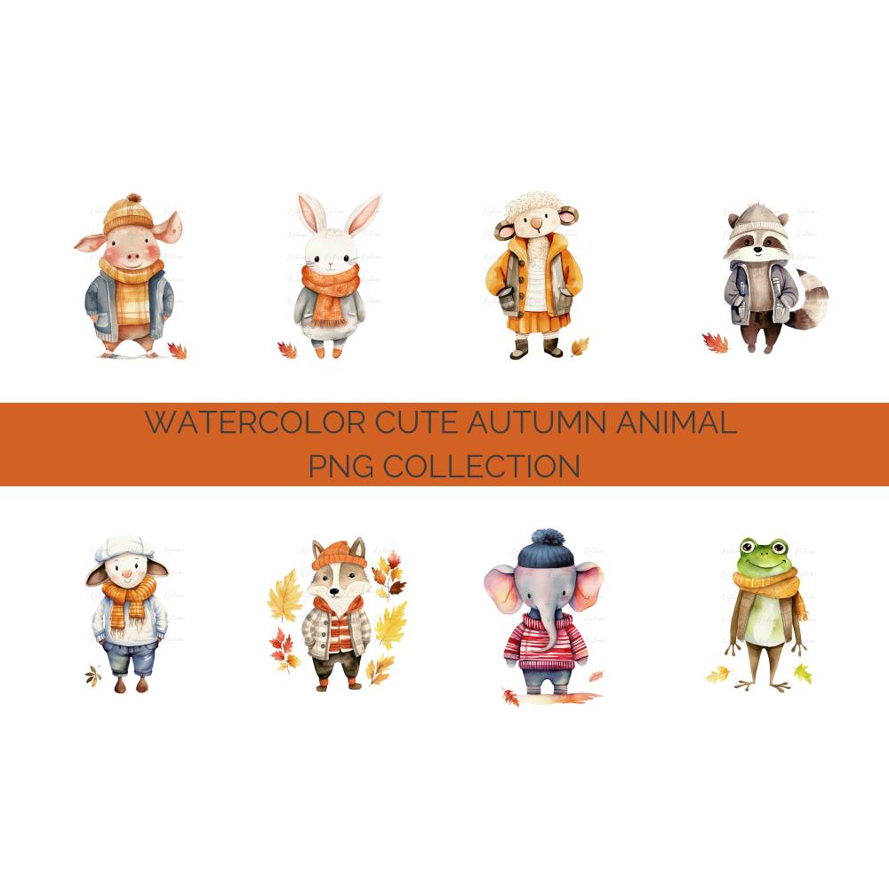 40 digital Autumn PNG Watercolor Clipart Bundle, Sublimation,Commercial License Bild 4