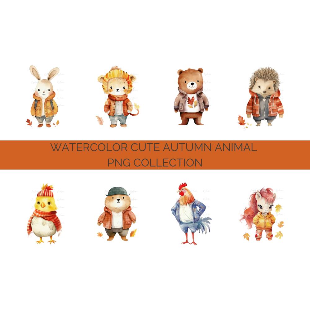 40 digital Autumn PNG Watercolor Clipart Bundle, Sublimation,Commercial License Bild 5