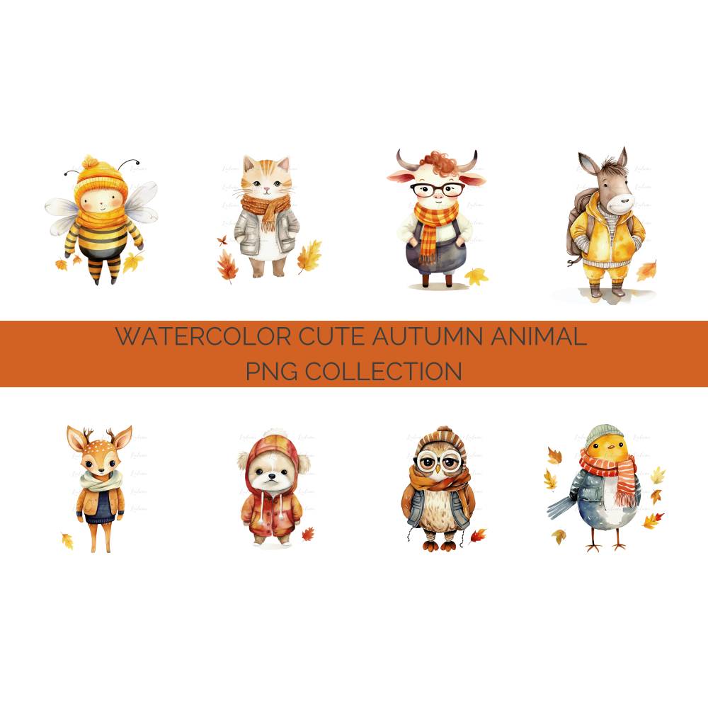 40 digital Autumn PNG Watercolor Clipart Bundle, Sublimation,Commercial License Bild 6