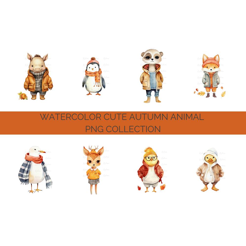 40 digital Autumn PNG Watercolor Clipart Bundle, Sublimation,Commercial License Bild 7