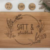 Kräuterkranz Schneidebrett, Servierbrett, Käsebrett aus Buchenholz, 100% FSC, personalisierbar, Geburtstagsgeschenk