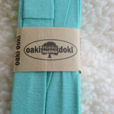 3 m Jersey -Schrägband  "oaki doki" mint uni gef. 40/20mm  (1m/1,17 €)