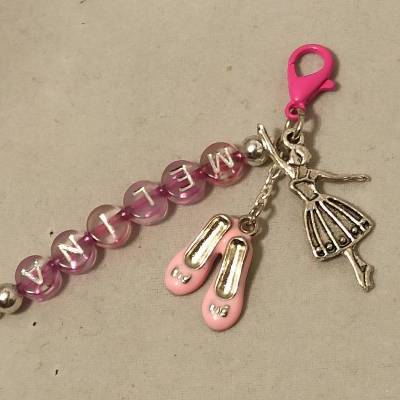 Personalisierbarer Schlüsselanhänger "Ballerina" – Geschenk für Mädchen mit Namen & Ballettschuhen