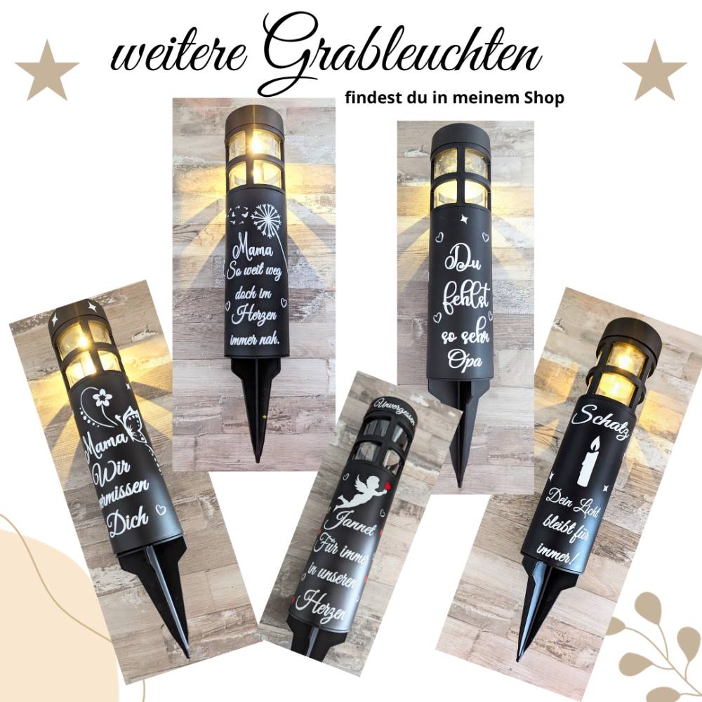 Grablicht Solar Kerze, Personalisiert, Kerze, Gedenklicht, Trauerlicht, Erinnerungslicht, Grab