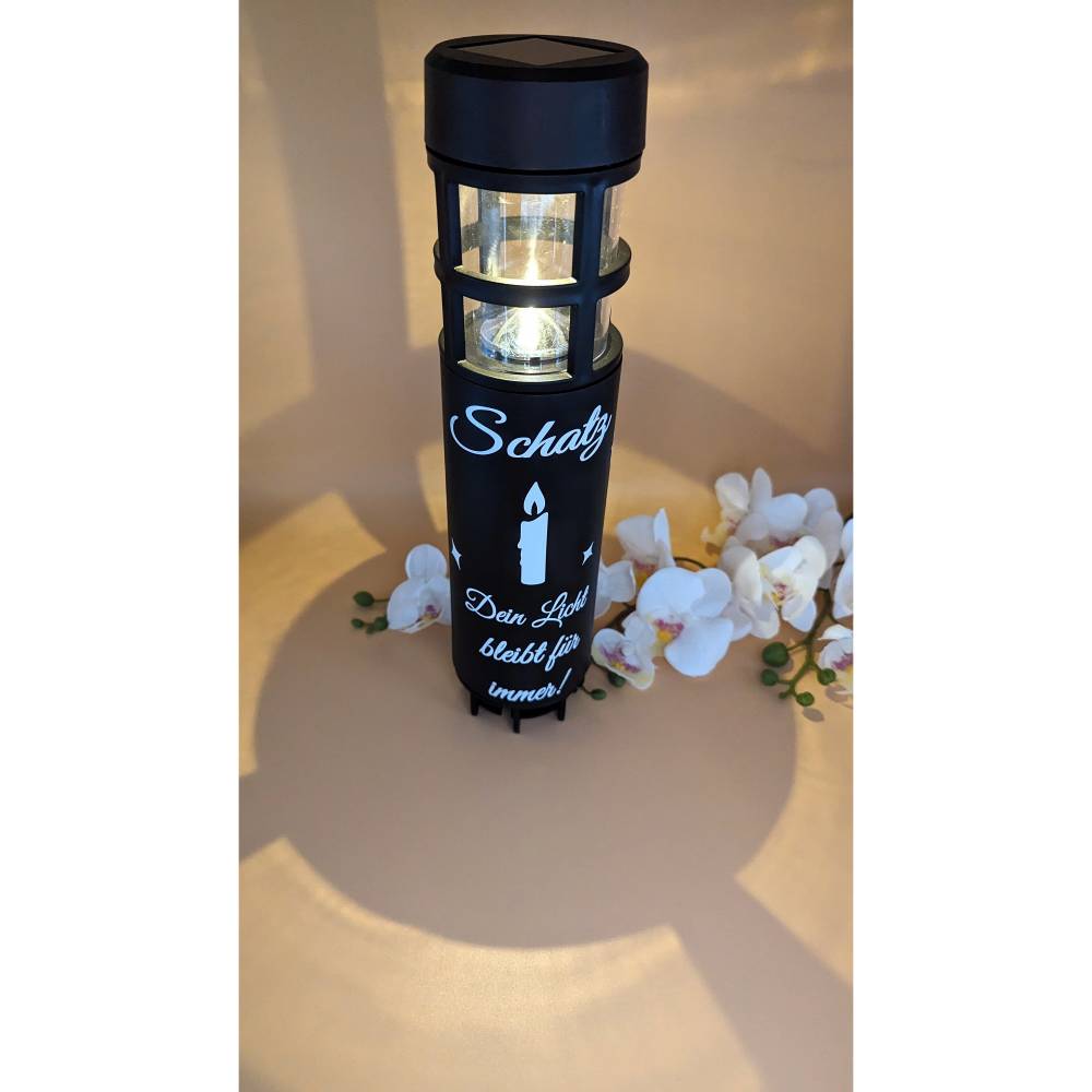 Grablicht Solar Kerze, Personalisiert, Kerze, Gedenklicht, Trauerlicht, Erinnerungslicht, Grab