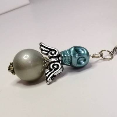 Außergewöhnlicher Schutzengel mit Totenkopf-Perle als Anhänger für deinen Schlüssel oder deine Tasche