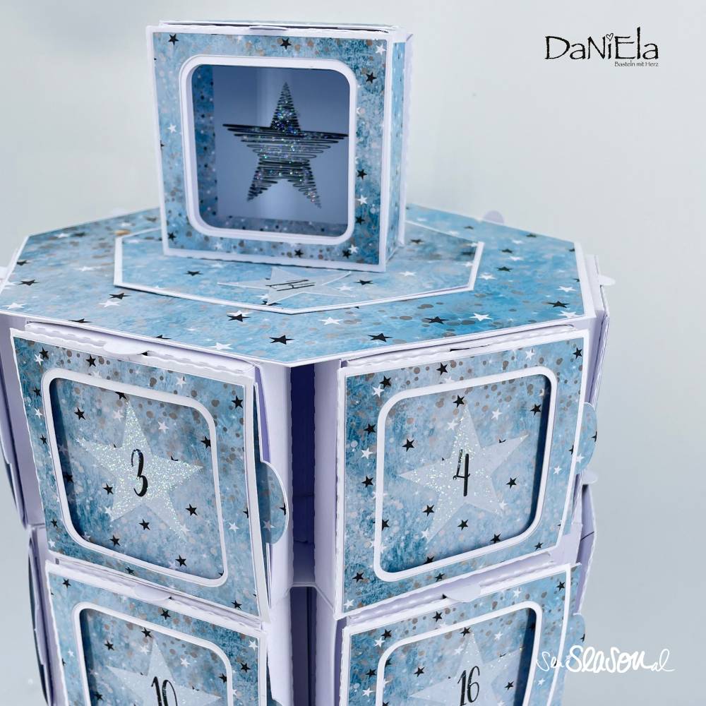 Digipapierset Weihnachtliche Sterne, Weihnachtspapier für Geschenke, Adventskalender, Deko rund um Weihnachten Bild 3