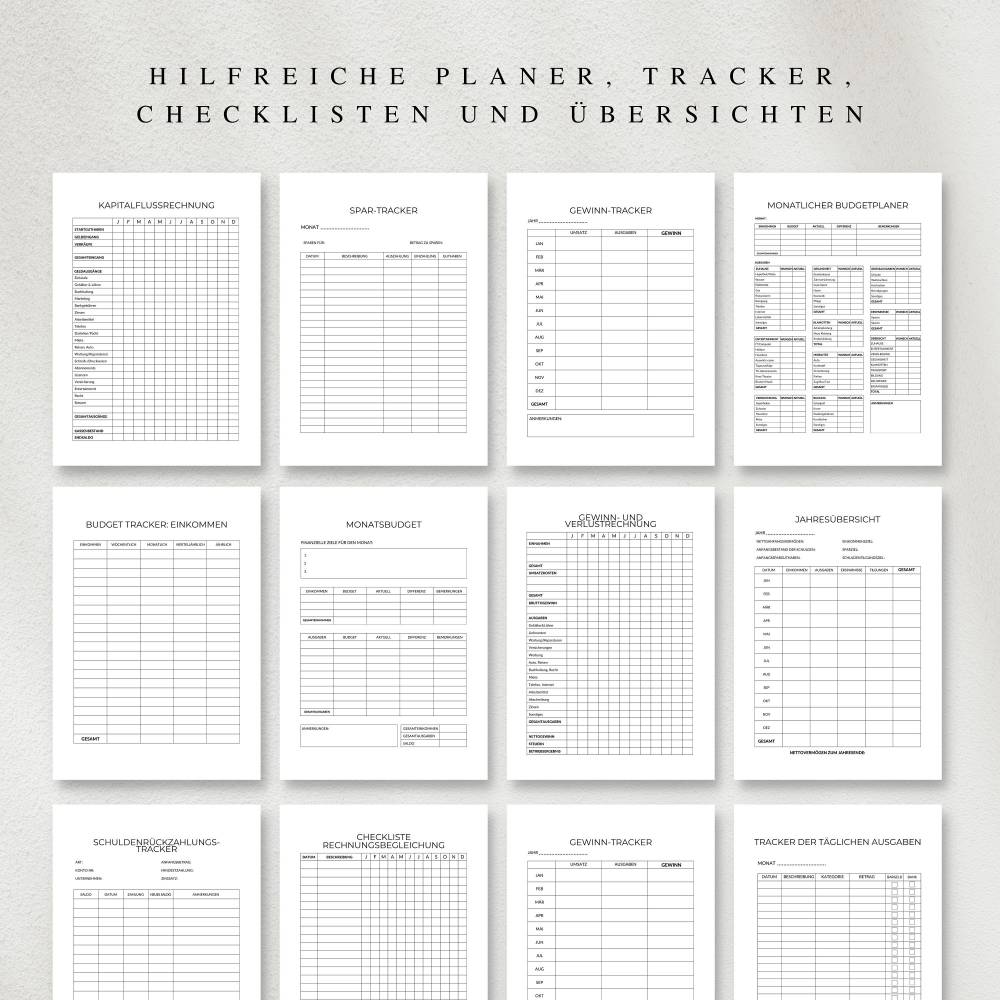 Budget- und Finanzplaner als PDF in Deutsch (A4 & A5) | 25 minimalistische Planerseiten zum ausdrucken oder digital auf Bild 2