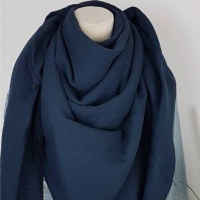 Musselintuch, Dreieckstuch, Musselinschal, Schal, Tuch, Damen, Halstuch, Dunkelblau, Navyblau