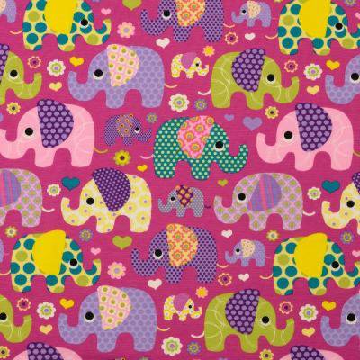 Baumwolljersey Elefant beere -bunt Oeko-Tex Standard 100(1m/14,-€)