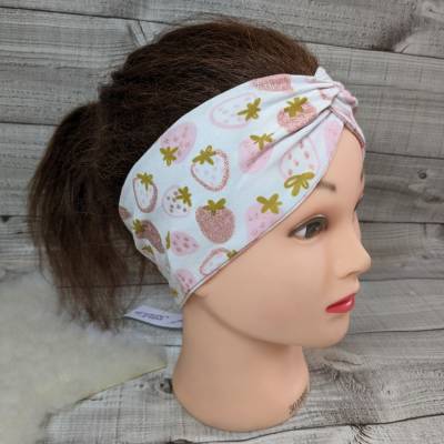 Stirnband Haarband Knotenhaarband "Erdbeeren"