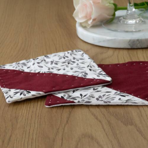 2er Set Retro Design Baumwoll Untersetzer | Handgefertigter Patchwork-Untersetzer im modernen Stil | Geburtstagsgeschenk