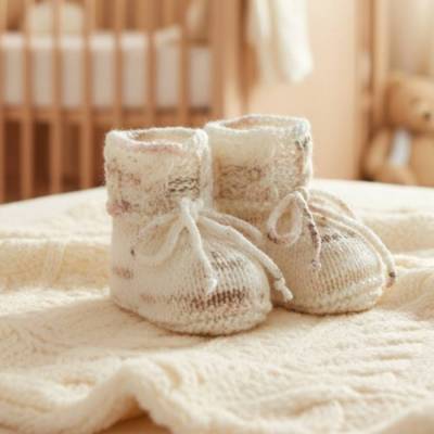 Babyschuhe gestrickt Strickschuhe Baby antipilling Zopfmuster Handarbeit Geschenk Geburt Babygarn Stricken Tracht Tracht