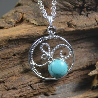 Filigran-Anhänger aus 925 Sterling Silber mit Howlith - handgemacht