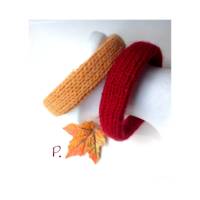 HaarReif Wollmix / rot oder senfgelb / gestrickt / 3 cm breit / one size