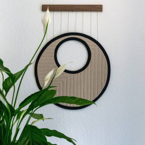 Runde minimalistische Wandkunst, Wanddekoration fürs Wohnzimmer, Retro Wandbehang, Statement Wohnraumdeko, Geschenk für