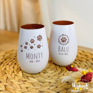 Personalisiertes Windlicht | Gravur | Kristallglas | Erinnerungslicht | Vase | Hund | Trauer | Trauerlicht | Gedenklicht