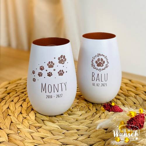Personalisiertes Windlicht | Gravur | Kristallglas | Erinnerungslicht | Vase | Hund | Trauer | Trauerlicht | Gedenklicht