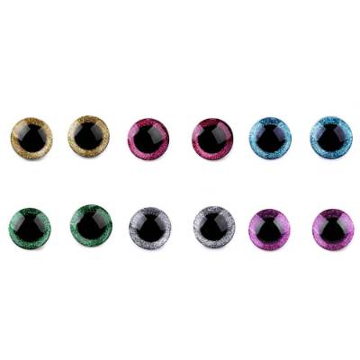 Sicherheitsaugen mit Glitzer 25 mm verschiedene Farben 
