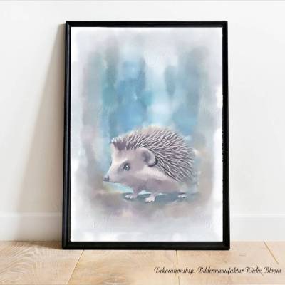 IGEL IM WALD, Waldtiere Poster Giclèeprint, Wanddeko fürs Kinderzimmer, Geschenkidee Wandbild Aquarell handgemalt kaufen