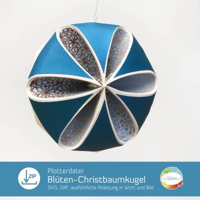 Blüten-Christbaumkugel, Plotterdatei für Papier, SVG inkl. Anleitung, Anfänger geeignet, Schneidedatei Ornament