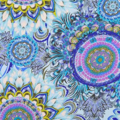 Viskose Popeline Digital Mandala blau (1m/12,-€)