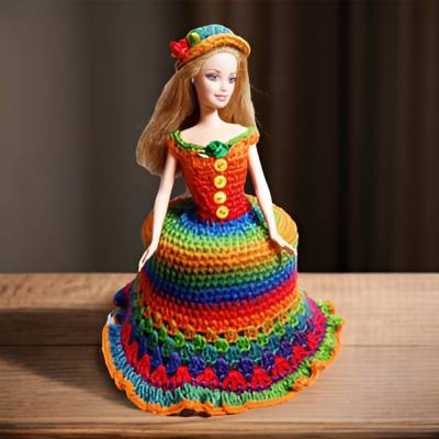 Klorollenhut, Gay Pride Lady, Regenbogen, LGBTQ, Puppe
