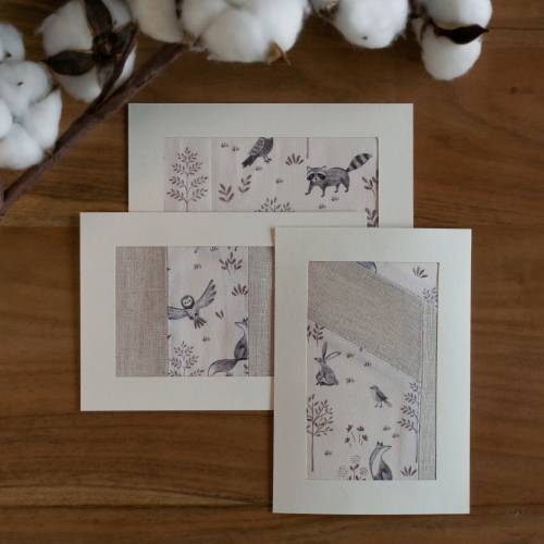 Postkarten 3-er Set, Kunstpostkarten, Patchwork Kunst