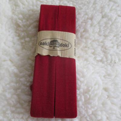 3 m Jersey -Schrägband aus Viskose Oaki Doki dunkelrot, uni gef. 40/20mm  (1m/1,17 €)