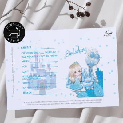 Einladung Frozen Eisprinzessin | Digitaler Druck | zum selbst Ausdrucken | PDF