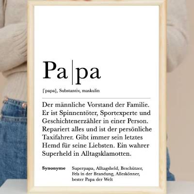 Poster PAPA | Danke | Vatertag | Geschenk | Definition | Baby | Schwangerschaft | Vorfreude | Geburtstag | Kunstdruck |