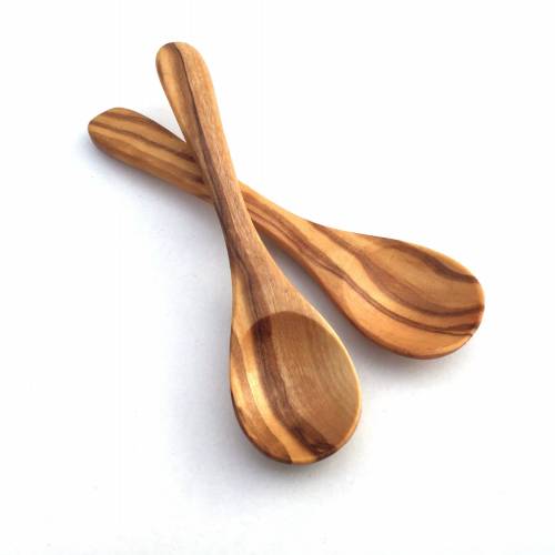 Mini Löffel 9 cm Kaviar-Löffel Gewürzlöffel, Salzlöffel, Kräuterlöffel, Dosierlöffel Handgefertigt aus Olivenholz, Hochw