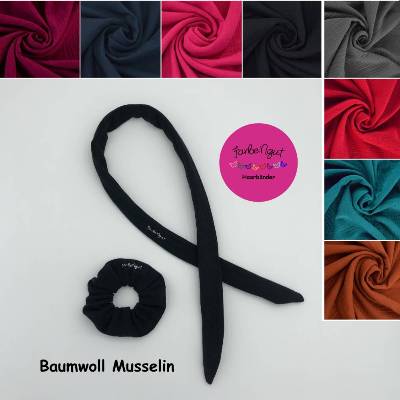 Musselin Haarband mit Draht & Scrunchie – 8 Farben, handgefertigt, variabel & hochwertig