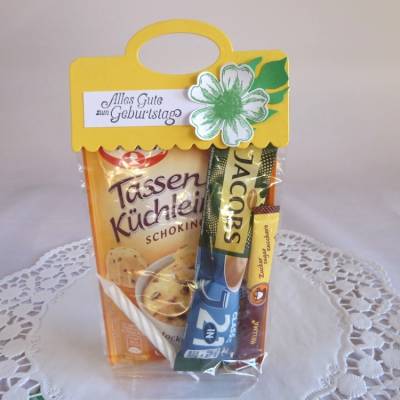 Geburtstagsgeschenktüte, TassenKüchlein, Kaffeepulver, Geburtstagsüberraschung 