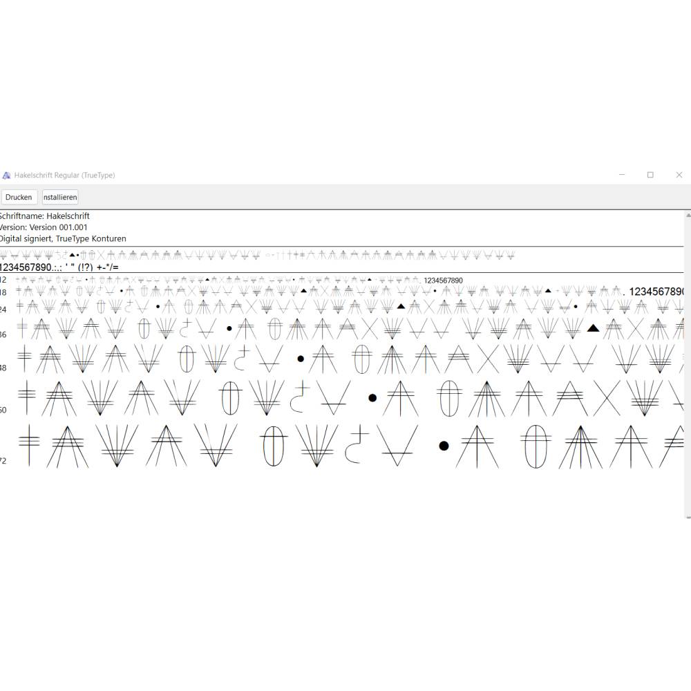 Häkelschrift, digitaler Font, Satzschrift zur Erstellung von Häkelanleitungen Bild 1