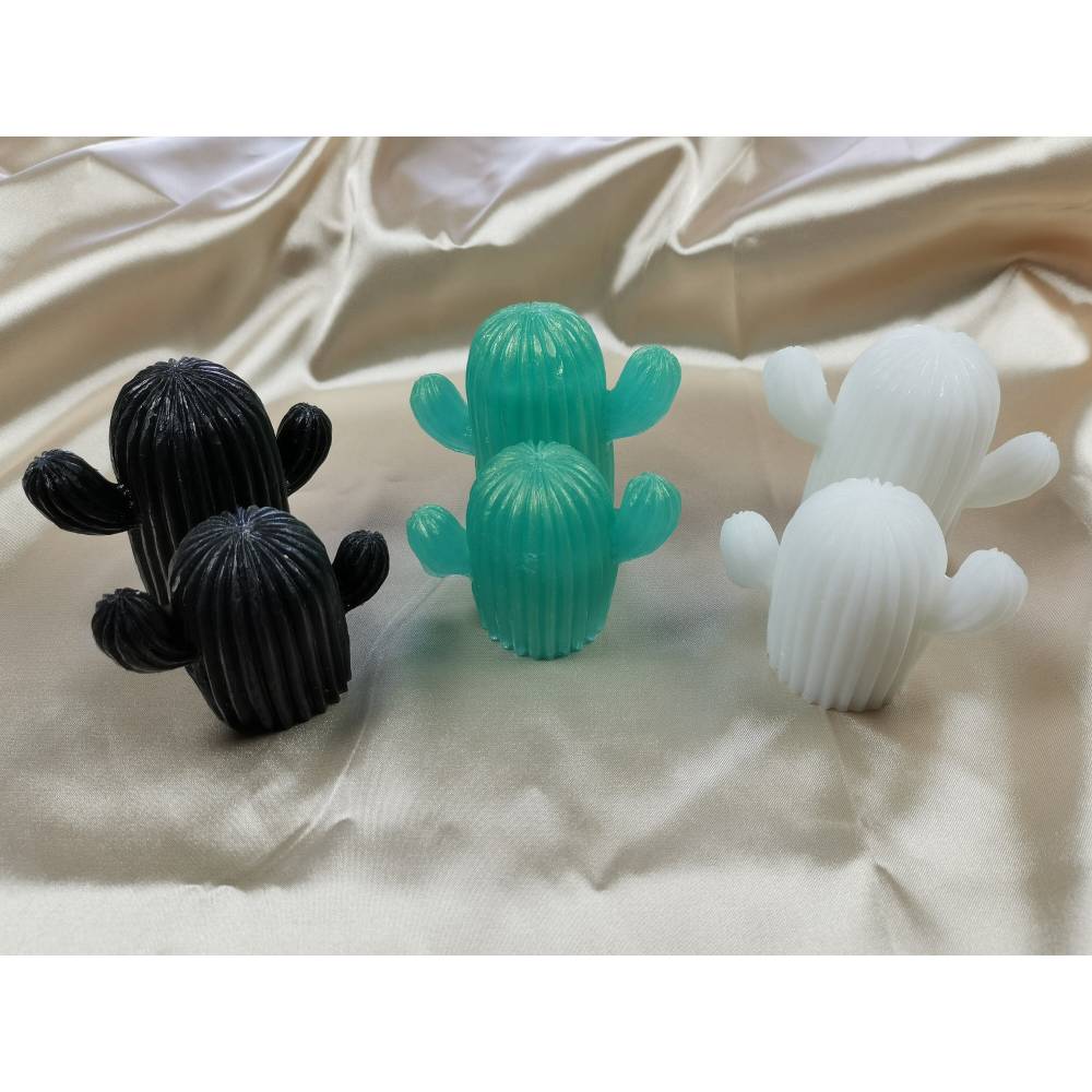 Kaktus Deko Set aus Resin  Handgefertigte Boho Kaktus Dekoration in  Schwarz, Wei & Trkisgrn