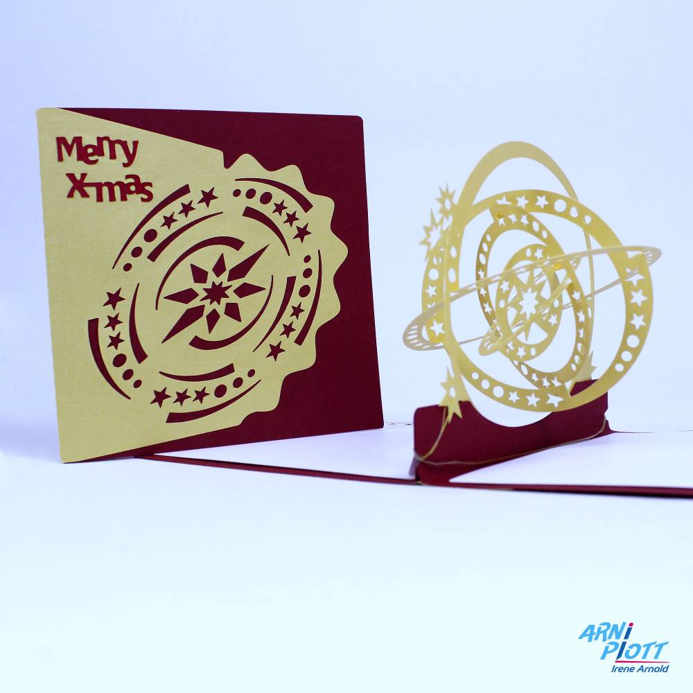 Plotterdatei Weihnachtskugel, Weihnachtsdeko, Weihnachtskarte Popup, Weihnachtsgeschenk, Weihnachtsbaumschmuck, einfach Bild 5