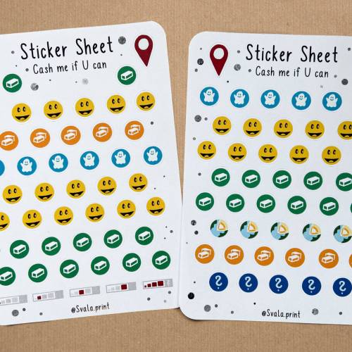 Sticker Geocache | Aufkleber Bulletjournal | Journal Sticker | Smiley | Watercolor Geocaching