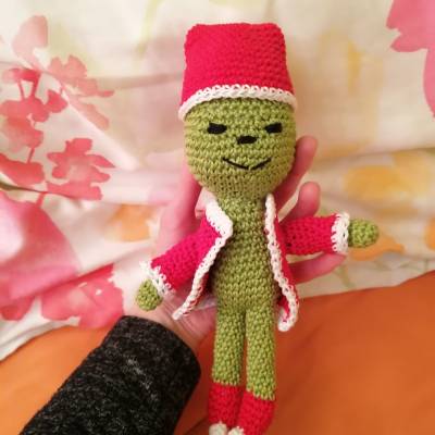Grinch gehäkelt als Geschenk,Kuscheltier, Spielzeug, Talisman Fanartikel, Sammlerstück