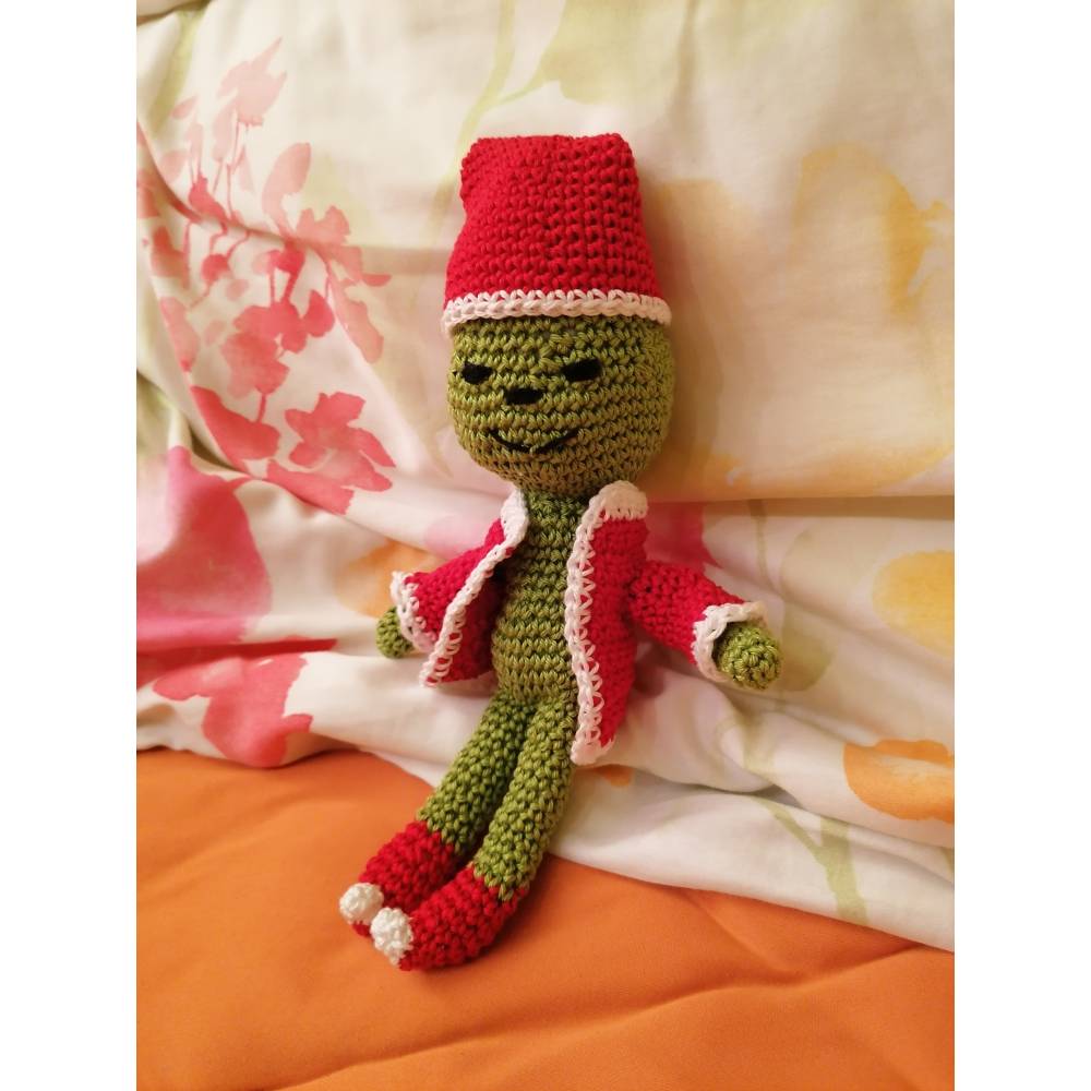 Grinch gehäkelt als Geschenk,Kuscheltier, Spielzeug, Talisman Fanartikel, Sammlerstück