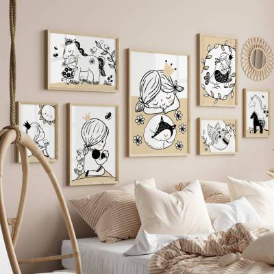 12er Poster Set für Mädchen Kinderzimmer  |  Wand Bilder Kinder A4