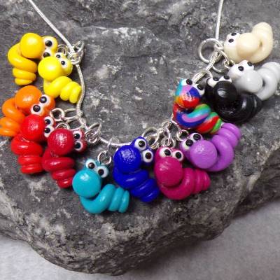 Glückswurm Kette Halskette  925 er Kette nachtleuchtend