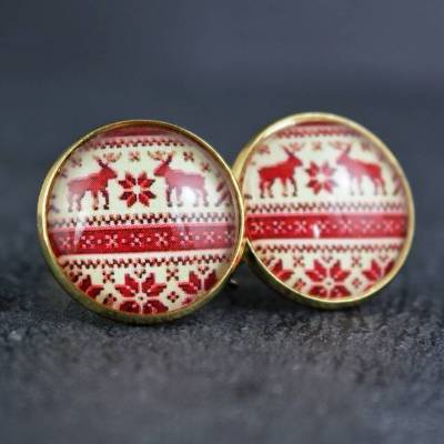 Ohrstecker oder Ohrhänger mit Norweger Strickmuster
