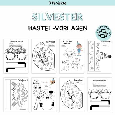 Bastelvorlage Silvester Druckvorlage - Bastelideen zum Selberdrucken - Bastelbuch für Kinder - Digitaler Download