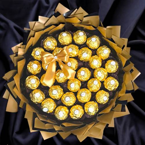 Essbarer Blumenstrauß- Handgemachtes personalisiertes Geschenk für Männer, Frauen. Strauß aus Pralinen, Ferrero Rocher