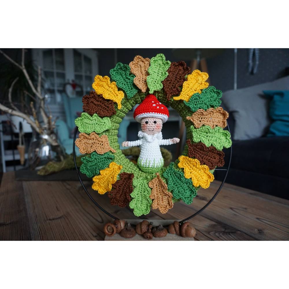 Häkelanleitung Herbstkranz mit Fliegenpilz - PDF Datei deutsch Bild 2