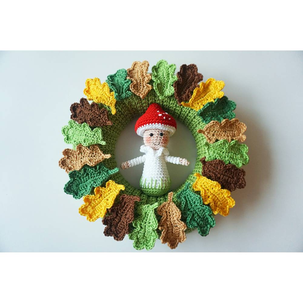 Häkelanleitung Herbstkranz mit Fliegenpilz - PDF Datei deutsch Bild 3