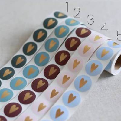 Aufkleber Herz mit Goldeffekt | runde Sticker | Geschenkaufkleber | Verpacken von Bestellungen | selbstklebend | 35mm