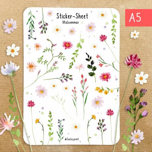 Sticker Midsommar | | Hochzeit | Wiesenblumen | Journal | Bulletjournal | Aufkleber